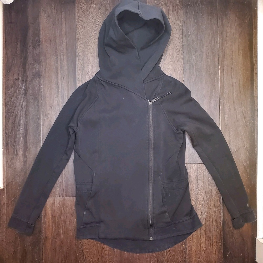 Nike Tech Fleece Hoodie Sweatshirt Womens XS Black Asymmetrical Zip Performance